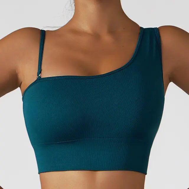 Hauts de vêtements de yoga à épaules obliques sexy d'été