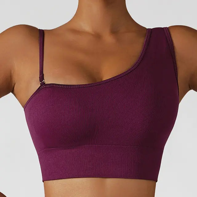 Hauts de vêtements de yoga à épaules obliques sexy d'été